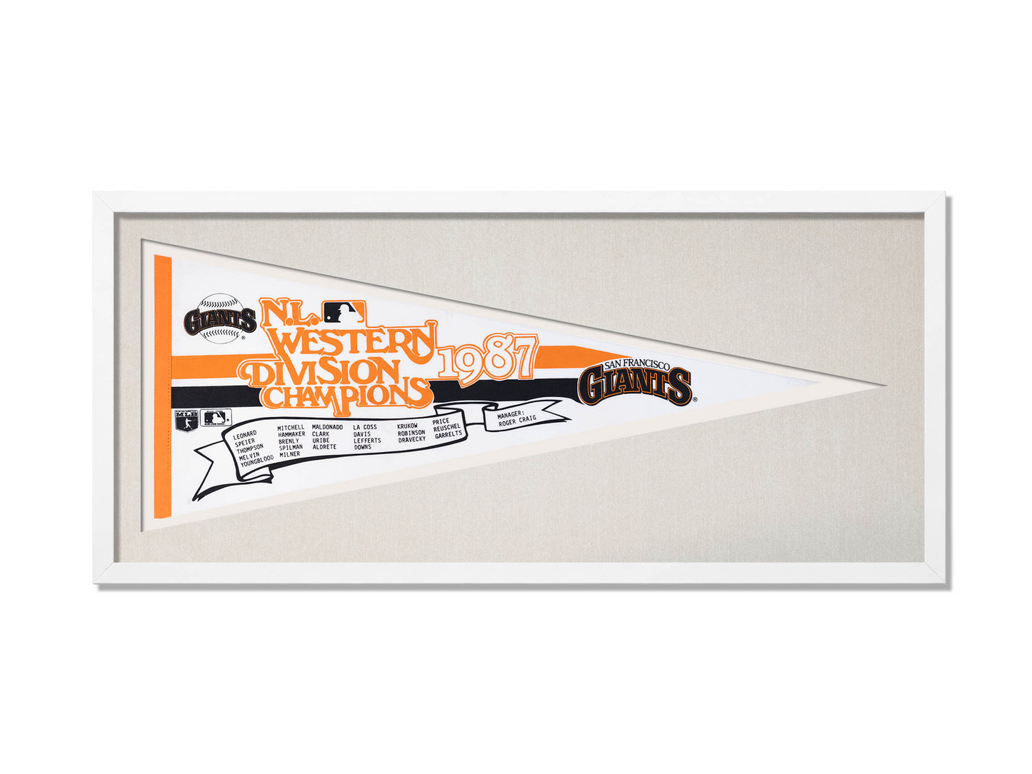 Vintage 1987 San Francisco Giants N.L. Western Division Champions Pennant