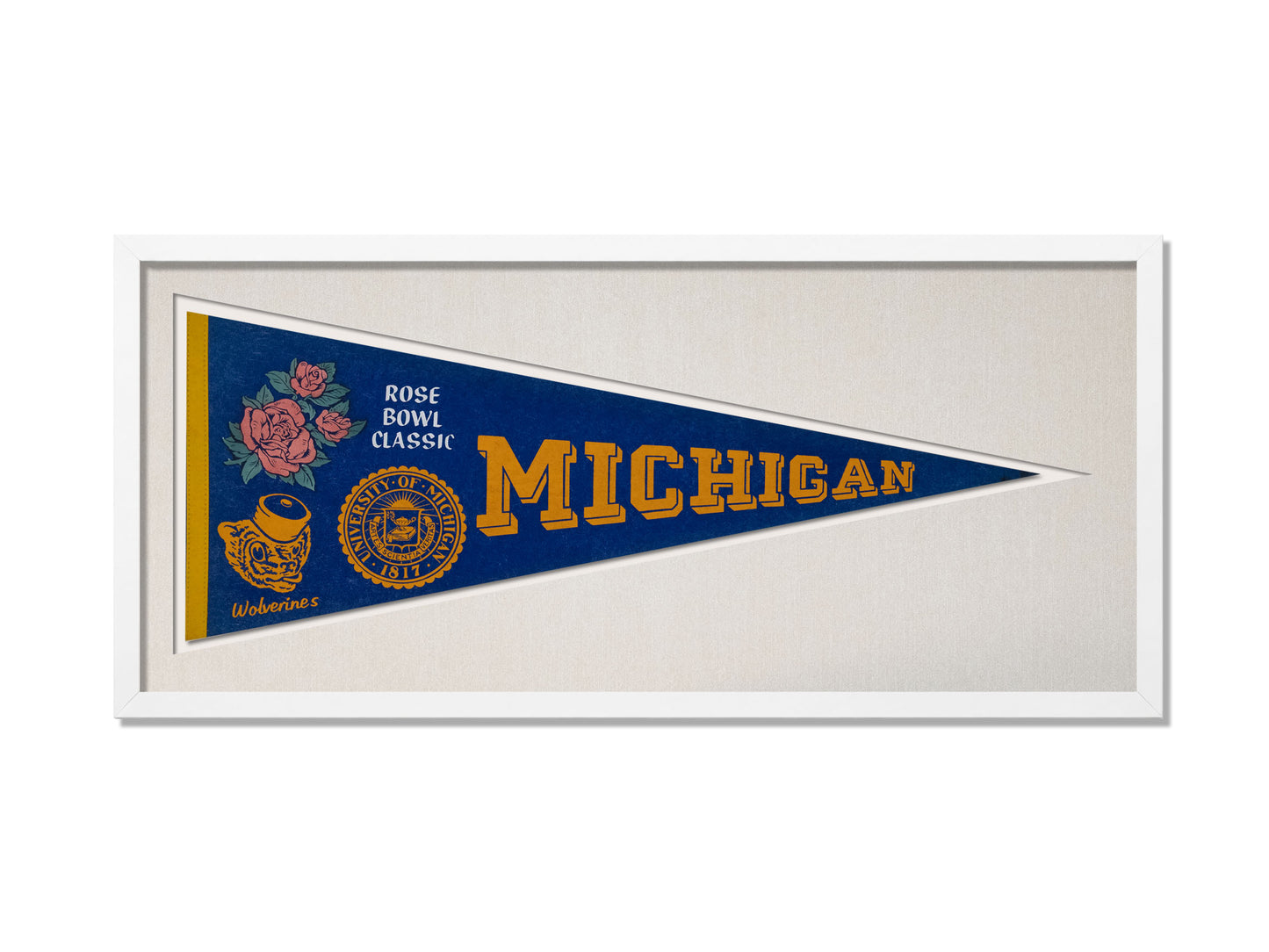 Vintage Michigan Wolverines Rose Bowl Classic Pennant