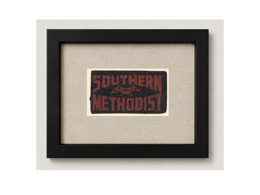 Vintage Southern Methodist University Framed Candy Felt Pennant