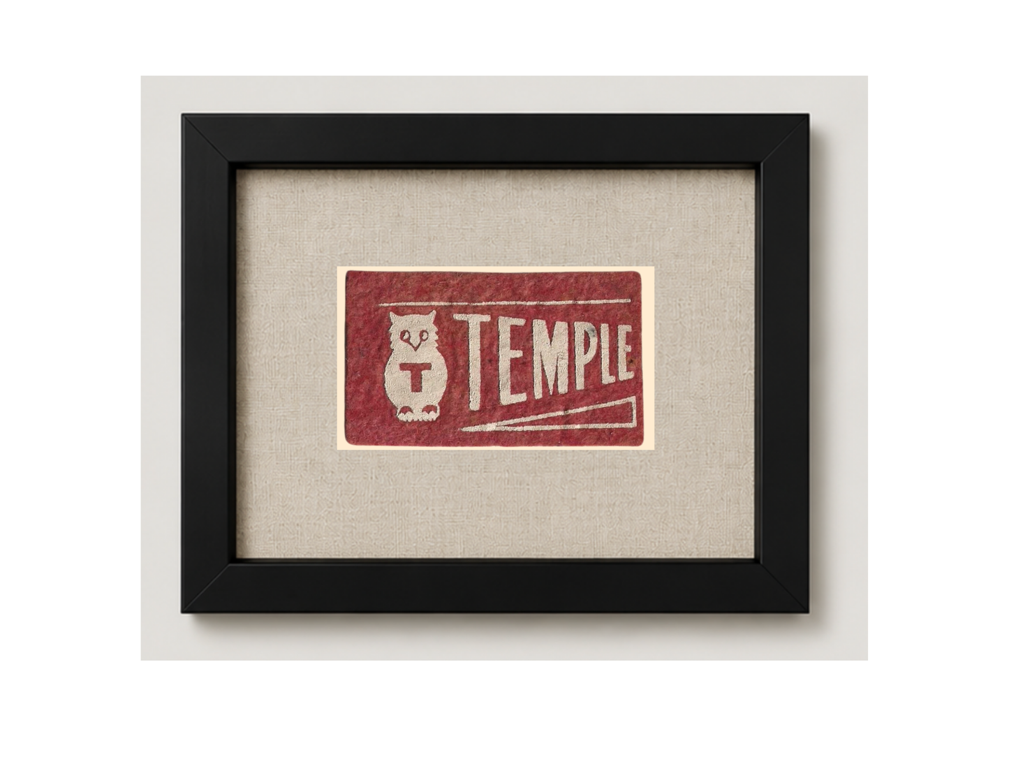 Vintage Temple University Framed Candy Felt Pennant