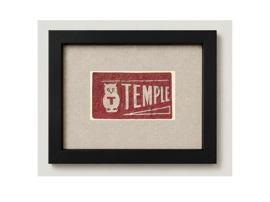 Vintage Temple University Framed Candy Felt Pennant