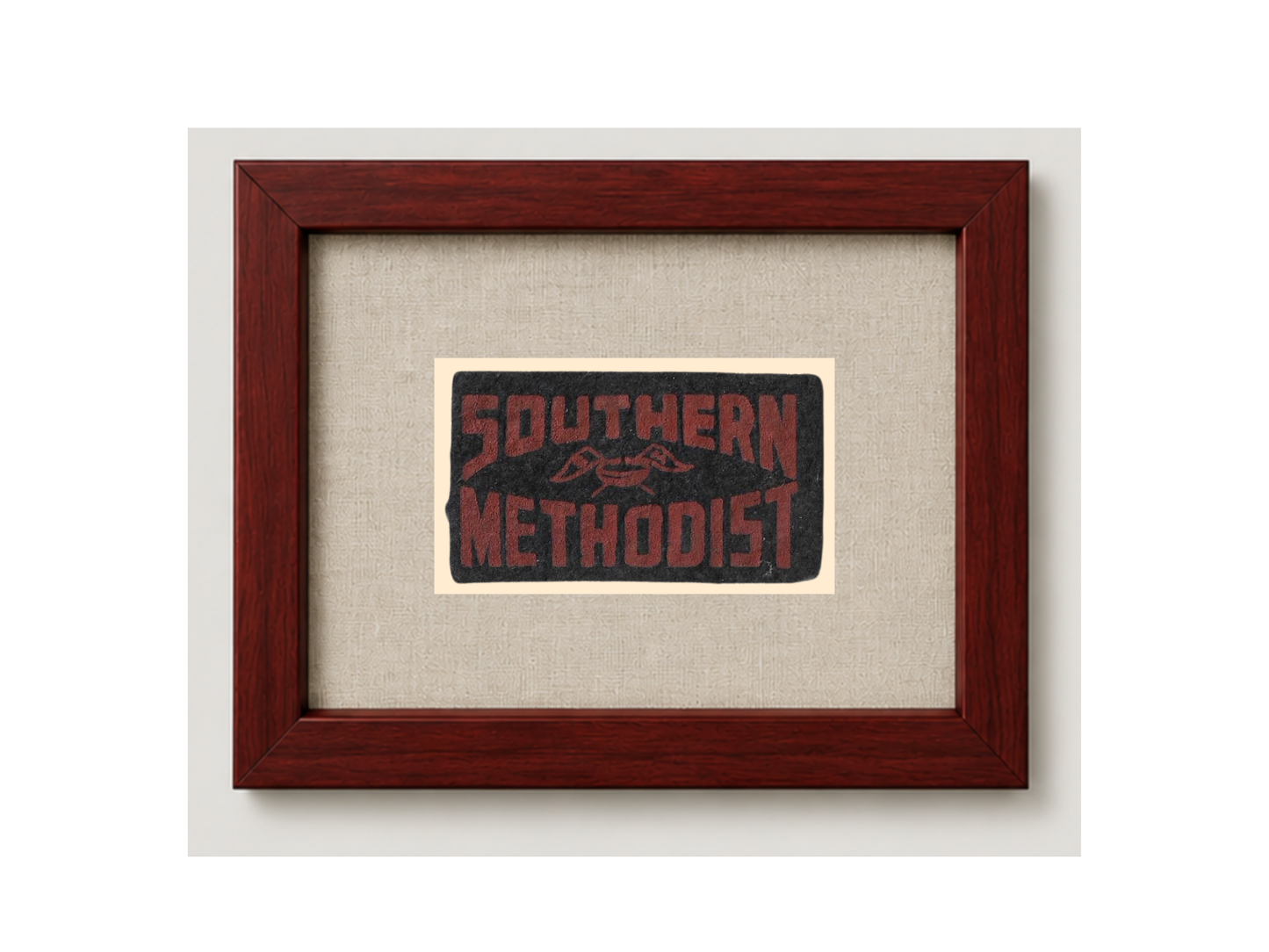 Vintage Southern Methodist University Framed Candy Felt Pennant