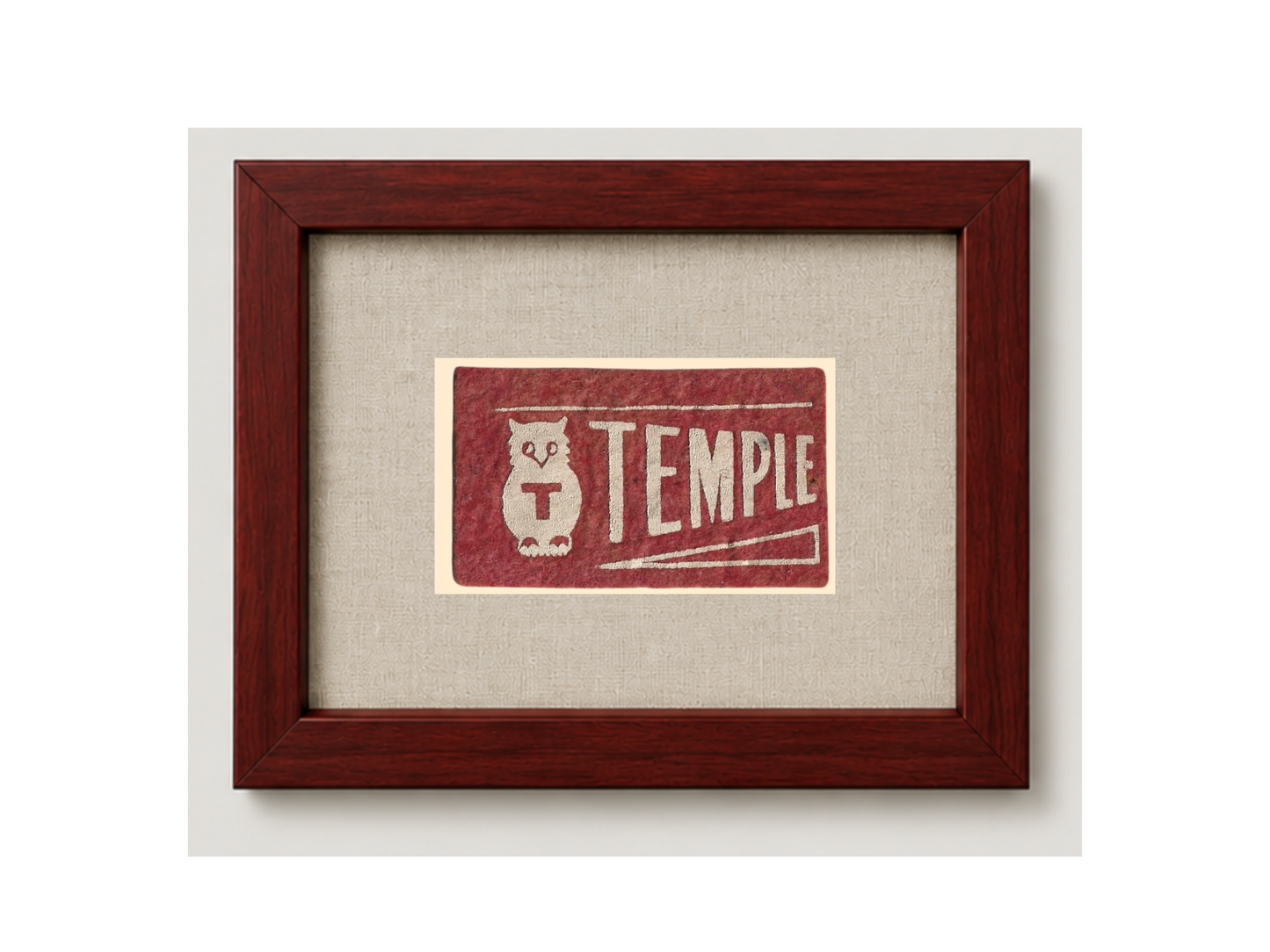 Vintage Temple University Framed Candy Felt Pennant