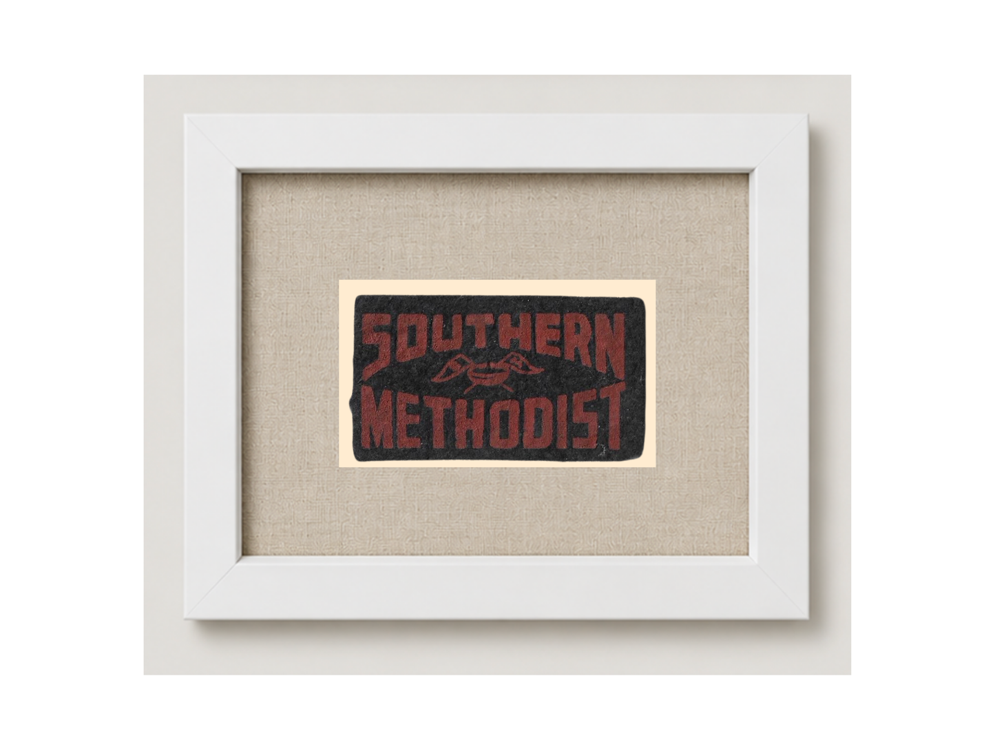 Vintage Southern Methodist University Framed Candy Felt Pennant