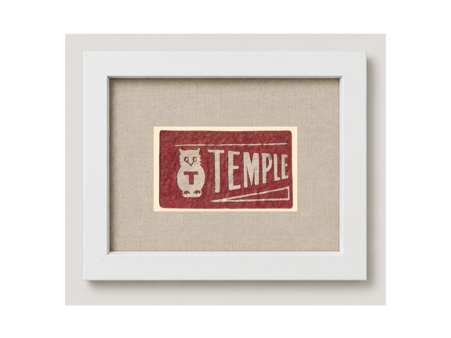 Vintage Temple University Framed Candy Felt Pennant
