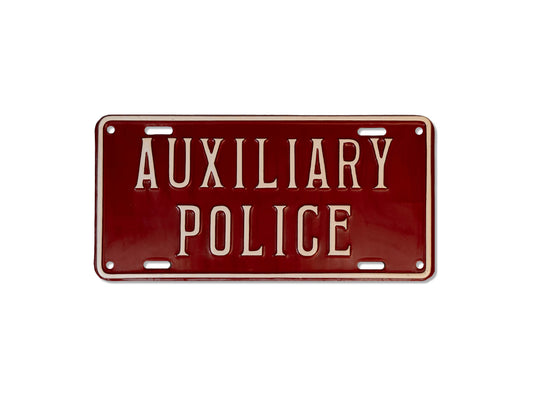Vintage 1930s "Auxiliary Police" Metal Sign