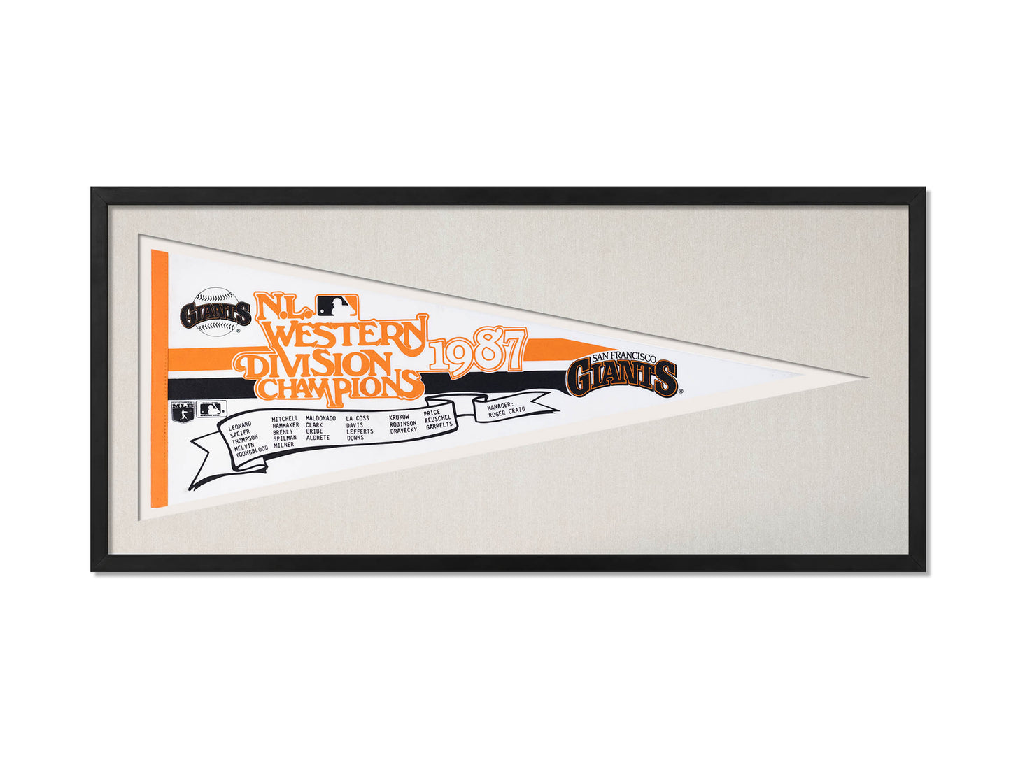 Vintage 1987 San Francisco Giants N.L. Western Division Champions Pennant