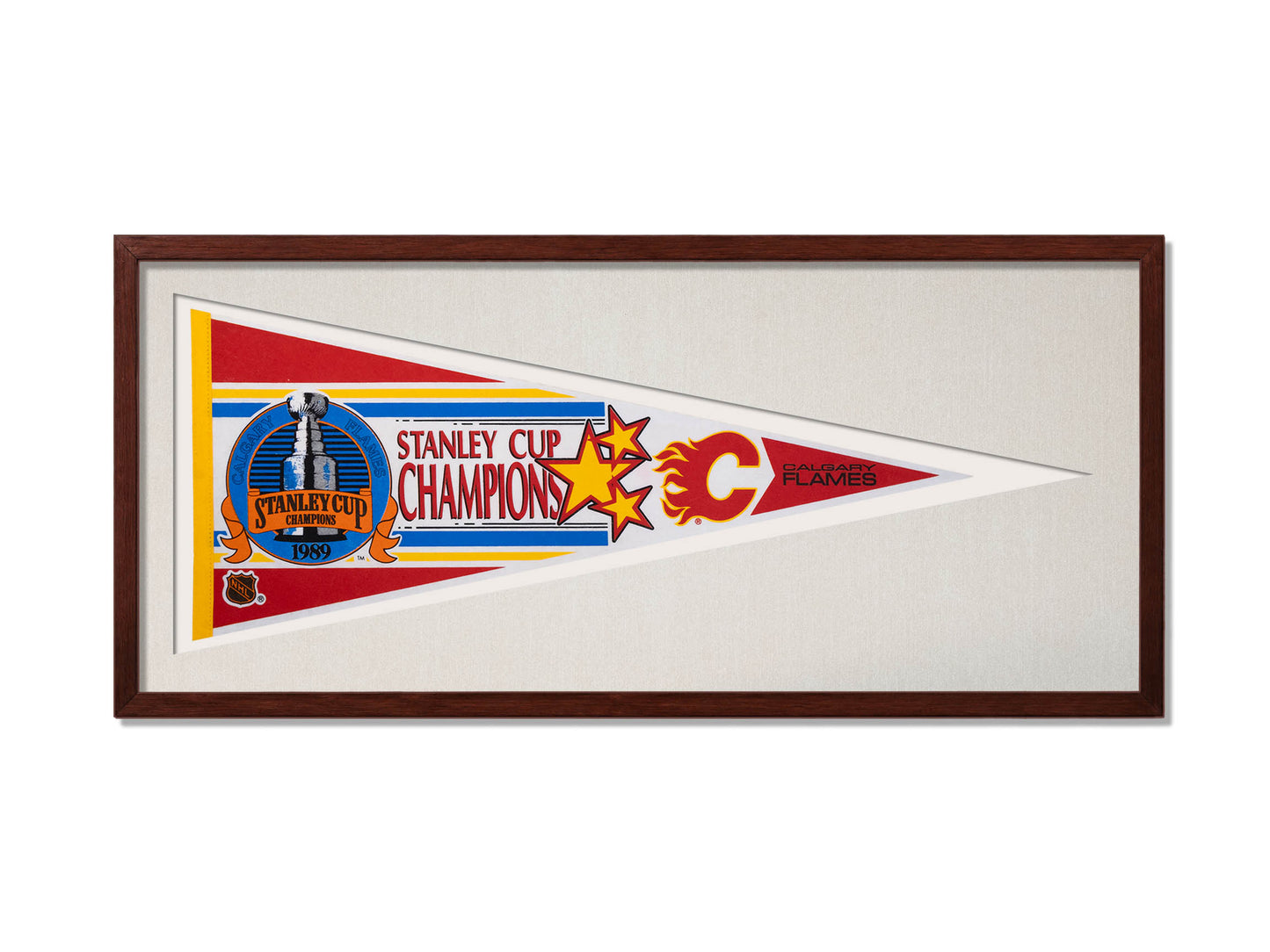 Vintage 1989 Calgary Flames Stanley Cup Champions Pennant