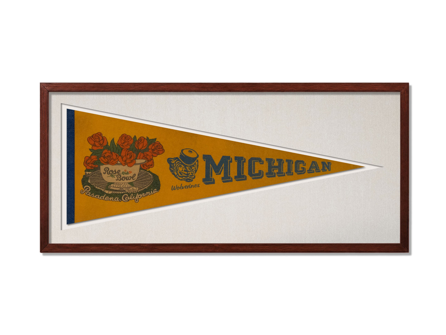 Vintage Michigan Wolverines Rose Bowl Pasadena, CA Pennant