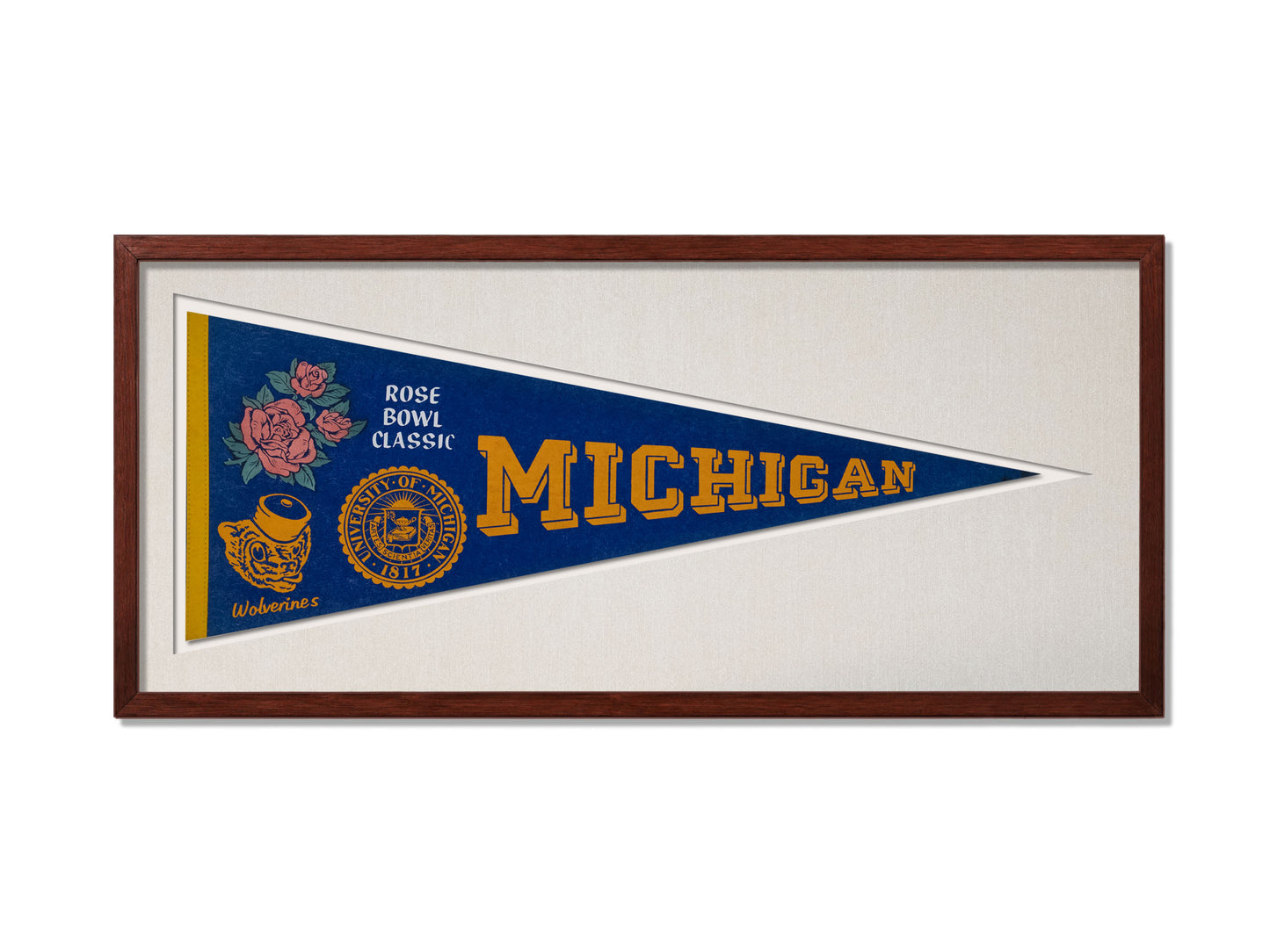 Vintage Michigan Wolverines Rose Bowl Classic Pennant